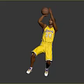 A Man Wearing Yellow Number 24 Jersey Shooting Basketball Against Grey Background