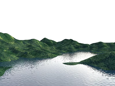 Natural Microtopography With Lush Green Hills Calm Water And Undulating Terrain 3d model
