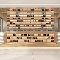 Modern Library Aesthetic Interior With Bookshelves And Large Windows
