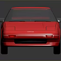 Red Sports Car With Two Door Design And Rear Spoiler On Shiny Surface