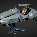 Futuristic Flying Car With Gray Body Orange Seats And Green Lights