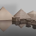 Ancient Egyptian Pyramid Models Featuring Sphinx And Detailed Architectural Structures 3d model