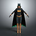 Female Batman Game Movie Character In Black Bodysuit With Green Accents Yellow Boots And Cape