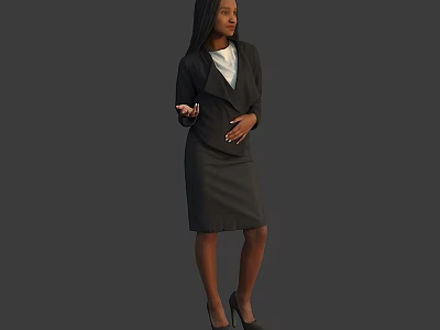 Business Woman In Black Blazer White Top Black Skirt And High Heels 3d model