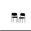 Two Modern Accent Chairs With Black Metal Frame And Velvet Upholstered Seats