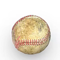 Vintage Worn Leather Baseball Sports Equipment With Red Stitching And Aged Finish