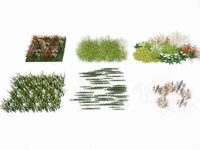 Ground Cover Plants With Diverse Species Colorful Blooms And Green Foliage 3d model