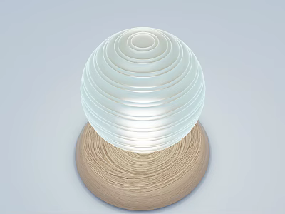 Transparent Spiral Pattern Glass Vase With Sphere Shape On Wooden Base 3d model