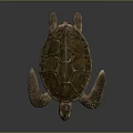 Realistic Colorful Sea Turtle With Detailed Shell Texture And Webbed Flippers Design