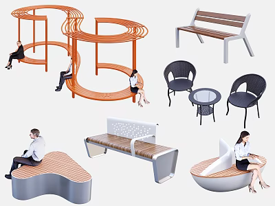 Modern Outdoor Chairs in Various Curved and Linear Designs for Comfortable Outdoor Seating 3d model