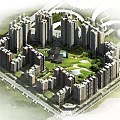 Modern High Rise Residential Complex With Central Garden Green Space And Swimming Pool