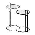 Two Modern Round Glass Top Side Tables With Sturdy Metal Frame Design 3d model