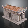 Ancient Style Stone Building With Tiled Roof Columns And Decorative Details