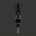 Traditional Katana Weapon With Red Blade Black White Striped Hilt And Gold Accents