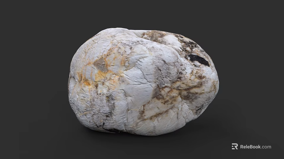 Natural Stone with White Gray Brown Patterns and Cracked Texture for Decorative Use 3d model 