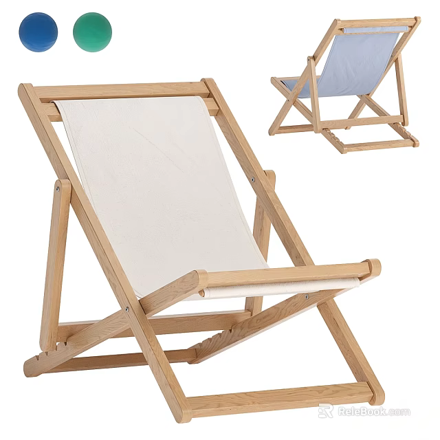 Wooden Folding Sofa Stool with White Cushion for Comfortable Home Seating 3d model