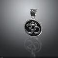 Elegant Silver Circular Pendant With OM Symbol And Diamond Inlaid Design
