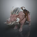 Wild Boar with Long Tusks Shaggy Mane and Leather Saddle in Detailed