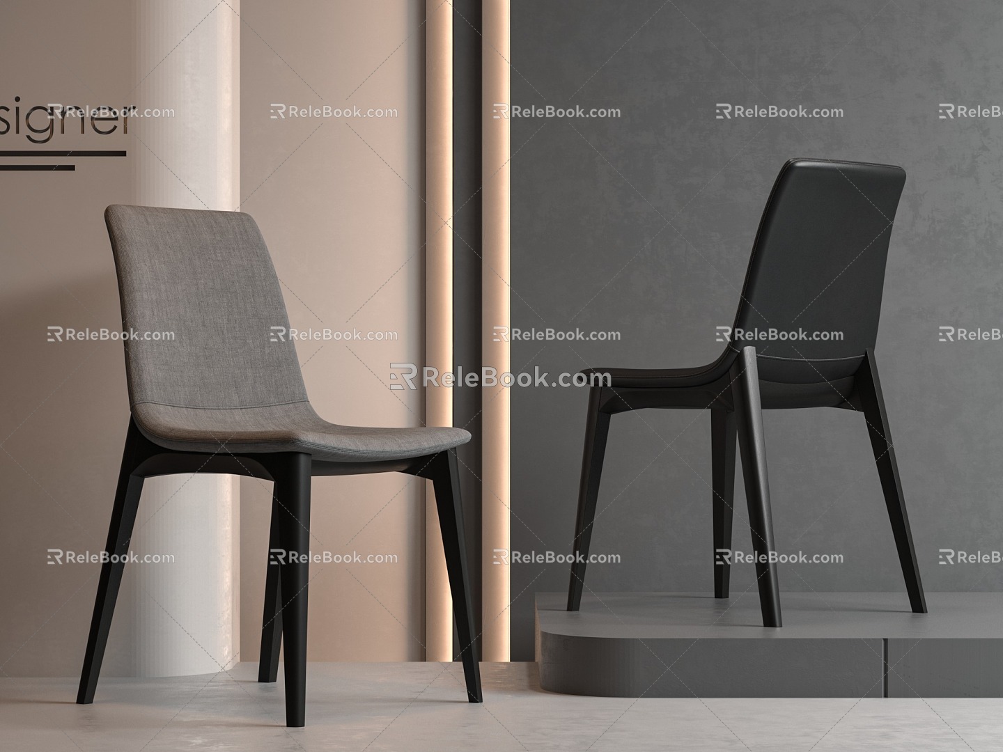 Dining chair without armrest 3d model