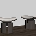 Modern Stools With Upholstered Seats And Dark Wooden Cylindrical Legs