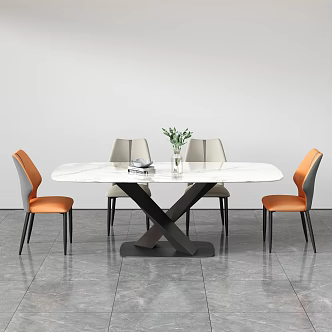 Modern Dining Table Chair Rock Board Dining Table Dining Table Combination 3d model