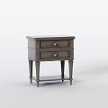 Modern Gray Wooden Side Table With Two Drawers And Slender Legs 3d model