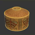 Artistic Hand Carved Orange Ceramic Sculpture With Geometric Patterns Design