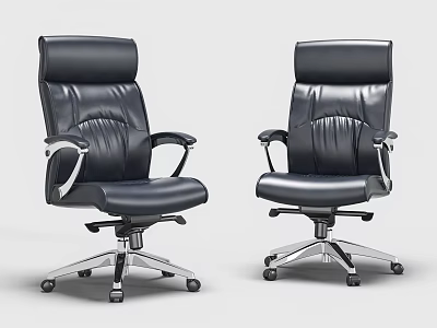 Ergonomic Black Leather Office Chair With High Back Silver Armrests And Five Star Casters 3d model