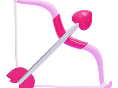 Pink Bow and Arrow Weapon With Curved Design And Decorative Arrow Structure 3d model