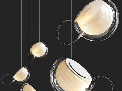 Elegant Modern Transparent Glass Chandeliers With Hanging Illuminated Round Design 3d model