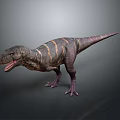 Realistic 3D Dinosaur Character With Striped Skin Open Mouth Standing