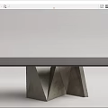 Stylish Modern Dining Table With Black Tabletop And Geometric Concrete Base 3d model