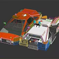 Orange And White Toy Cars With Red Colorful Lights Mechanical Structure And Number 58