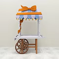 Colorful Candy Cart With Blue Orange Striped Canopy And Orange Bow