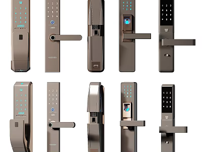 Smart Door Handles With Multiple Modern Designs And Digital Security Features 3d model