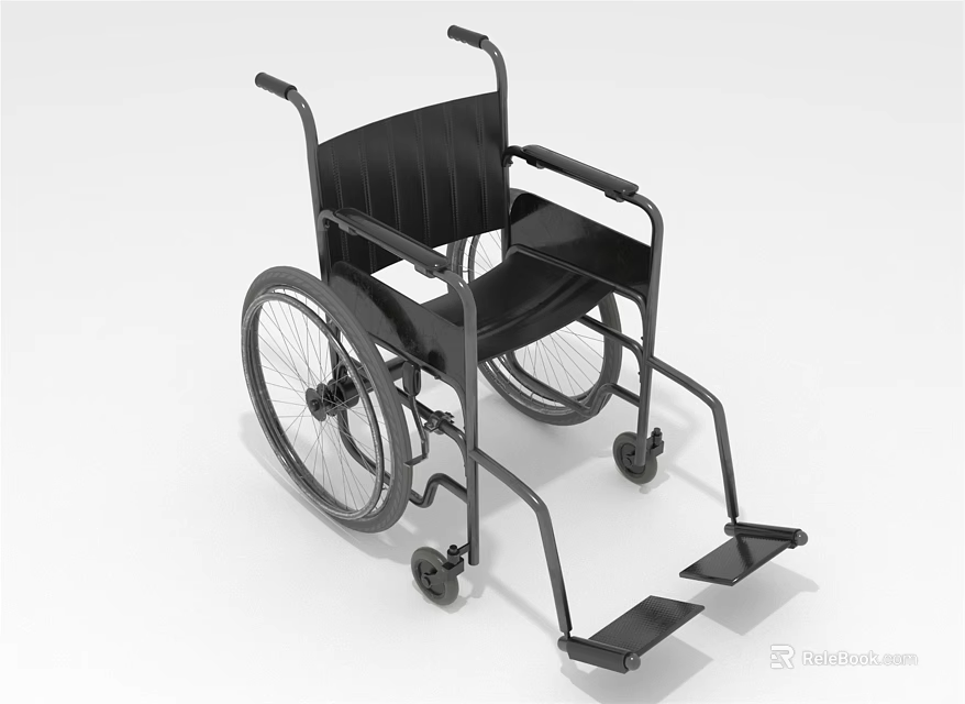 Black Medical Wheelchair With Armrests And Footrests For Mobility Support 3d model 