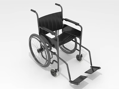 Black Medical Wheelchair With Armrests And Footrests For Mobility Support 3d model