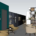 Coffee Shop Interior With Wooden Cabinets Large Windows And Coffee Machine