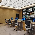 Modern monitoring room Command control room Monitoring hall Dispatching command center Office desk and chair 3d model