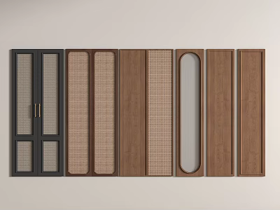 Various Stylish Wardrobe Doors With Wood Grain Glass And Grid Designs 3d model