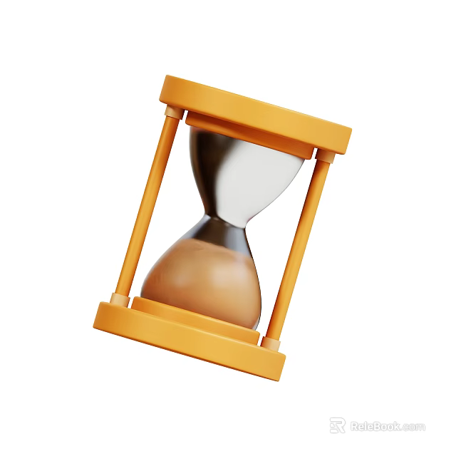 Hourglass Decorative Ornament With Yellow Frame Silver Funnel And Brown Sand For Home Decor 3d model 