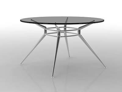 Round Modern Coffee Table with Black Glass Top and Metallic Spider Leg Frame 3d model