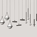 Contemporary Pendant Lights With Triangular Round Spherical And Bar Shapes In Black White 3d model