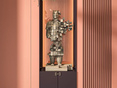 New Chinese Sculpture Terracotta Wood Carving 3d model