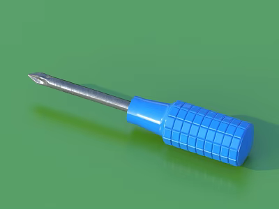 Professional Hardware Tool Screwdriver With Blue Handle And Metal Tip On Green Background 3d model