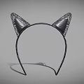 Black Cat Ear Headband With Sparkling Decorative Details Fashion Accessory For Daily Wear