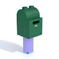 Green Mailbox With Purple Post Top Cover And Mail Slot Design