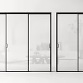 Modern Sliding Doors With Black Frames And Glass Panels For Interior Space