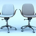 Modern Office Chairs Two Colors Light Blue and Gray with Armrests Metal Base and Wheels