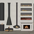 Modern Fireplace Designs Featuring Freestanding and Built-in Styles with Burning Flames and Stacked Firewood